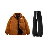 Кофейный цветной хлопковый пиджак + черные штаны с флисовой подкладкой