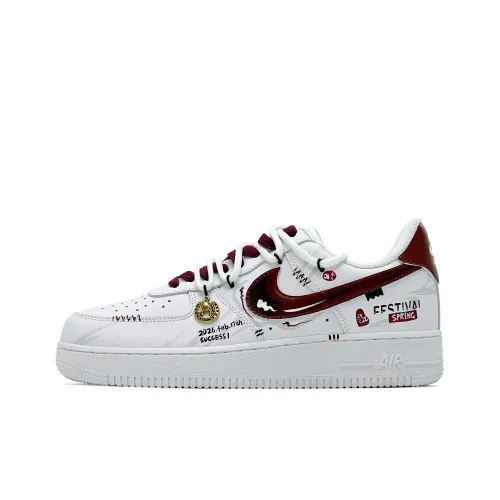Nike Air Force 1 Алый Сиреневый Детские Скейтбординги Белый Красный Унисекс