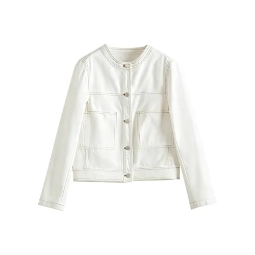 SLLSKY Кокосовый Белый Женские Джинсовые Куртки