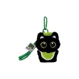 [Зеленая шляпа + салфетки для слюни) Маленький черный кот - зеленый шнурок]