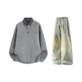 Светло-серые + желтые грязные джинсы с флисовой подкладкой