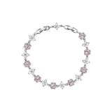 Браслет с розовым цветком вишни, снежинкой и цирконом
