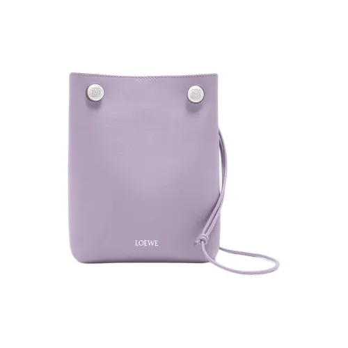 LOEWE Совместное издание Pebble Коровья кожа Плечевая сумка Женская Серый Фиолетовый
