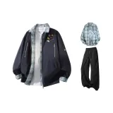 Темно-синие + черные штаны + светло-синяя рубашка