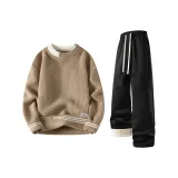 Хаки свитер + черные штаны с флисовой подкладкой