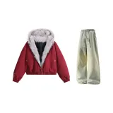 Красные + Желтые Грязные Джинсы с Флисовой Подкладкой