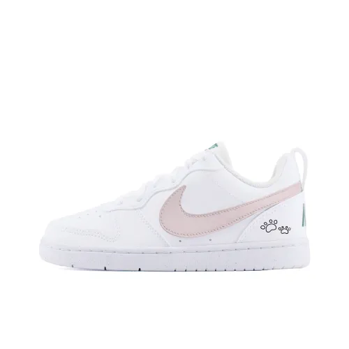 Nike Court Borough Claw Slip Resistant Abrasion Resistant Низкий Топ Детские Скейтбординги Белый Розовый Подростки