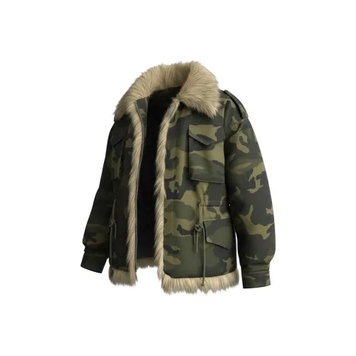 HRDW Зеленый камуфляж унисекс пуховики