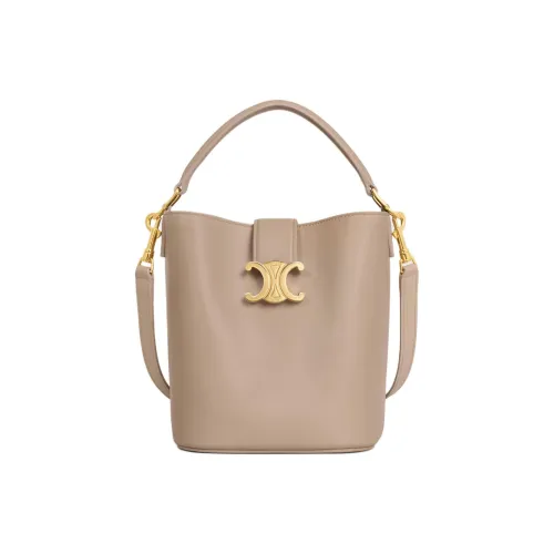 Celine Louise Коровья кожа Ведрообразная сумка Маленькая Женская Светло-коричневая