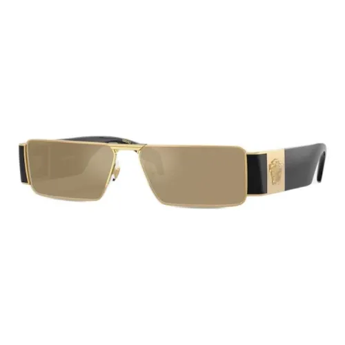 VERSACE Металл Прямоугольный Солнцезащитные очки Мужской Золотой черный