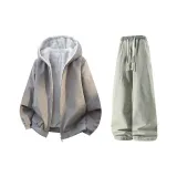 Серый + Желтый Грязь Джинсы с Флисовой Подкладкой