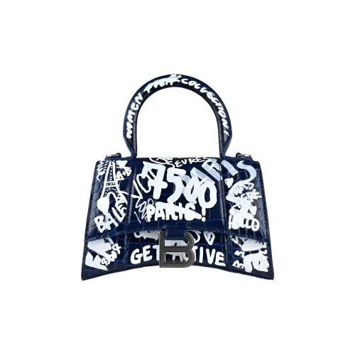 Balenciaga HOURGLASS Крокодиловый узор Кожа Сумка Женские Морской синий