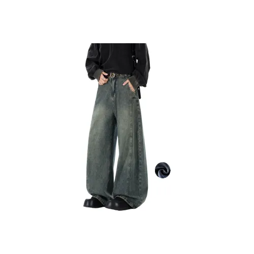 RTVH Ностальгический синий с флисовой подкладкой унисекс джинсы