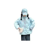 Синий хлопковый пуховик