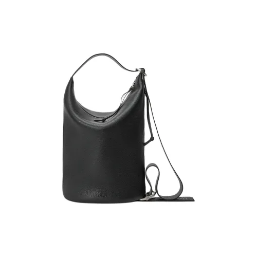 LOEWE Совместное издание Grained Телячья кожа Ведрообразная сумка Сумка Женская Черная