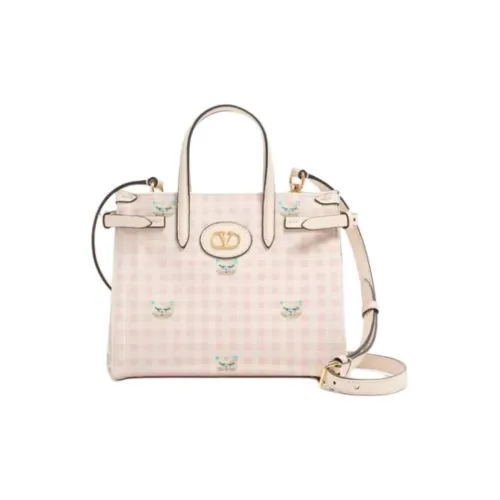 Valentino Garavani Холст Тоут Сумка Сумка для покупок Сумка Маленькая Женская Розовая и Айвори Белая