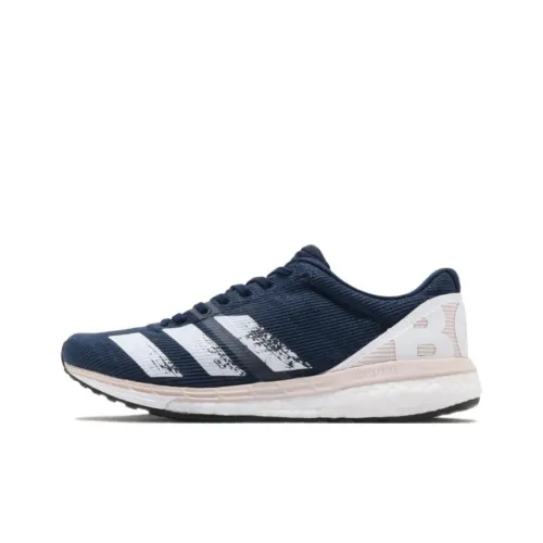 Adidas Adizero Амортизация Низкий Топ Марафон Беговые кроссовки Женские Темно-синий Белый