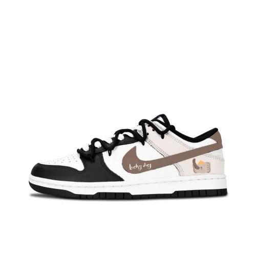 Nike Dunk Черный Белый Мягкий Слон Устойчивый к истиранию Низкий Топ Скейтборд Кроссовки Унисекс Коричневый