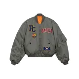 FCB/Серый Хлопок Куртка [Съемный DIY Тяжелый Дизайн Вышивки]