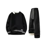 Чёрный свитер + чёрные штаны с флисовой подкладкой