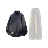 Серый свитер + бело-серые штаны Фотиния с флисовой подкладкой