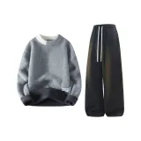 Серый свитер с флисовой подкладкой + графитовые черные штаны с флисовой подкладкой