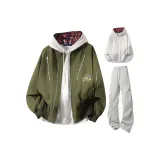 Армейский зеленый + светло-серые штаны + бело-серый вереск свитшот