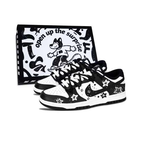 Nike Dunk Черный Белый Модный Star Устойчивый к истиранию Низкий Топ Скейтборд Кроссовки Унисекс Черный