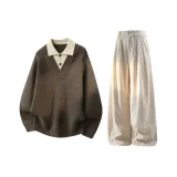 Коричневый топ и штаны, кофейного цвета (с флисовой подкладкой)