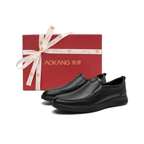 AOKANG Elegant Fashion Apparel Collection Slip On Повседневные кожаные туфли Slip On Мужские Черные