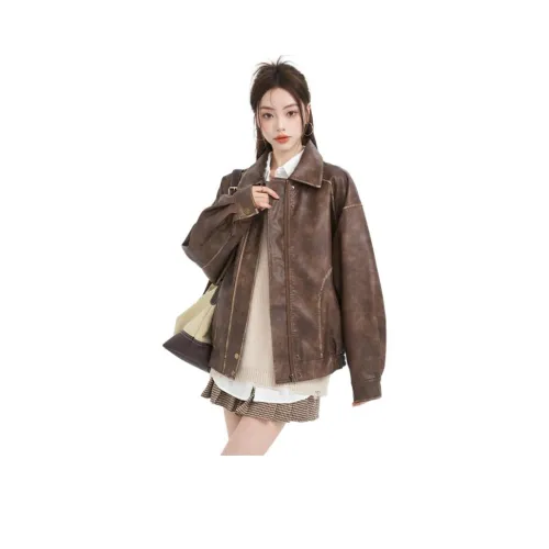 MENGXIAOQI Кожа Куртка Женская