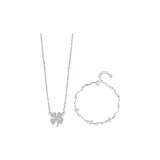 Счастливый Сладкий стиль Четырехлистный клевер Ожерелье и Браслет Комплект