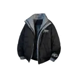 Чёрный Белый Клетка [Воротник-стойка Городской Минималистский]