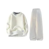 Экрю Свитер с флисовой подкладкой + Белый Фотиния Серый Брюки с флисовой подкладкой