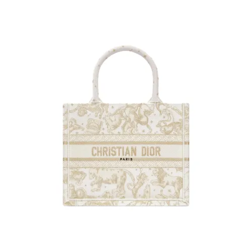 DIOR BookTote Хлопок Тоут Сумка Сумка для покупок Сумка на плечо Сумка Маленькая Женская Золотая
