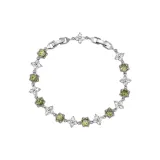 Оливковый зеленый, снежинка, циркон, браслет