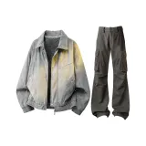 Серый [утолщенный и с флисовой подкладкой] + табачный коричневый джинсы