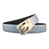 Синий, кожа, золотистый оттенок, застежка