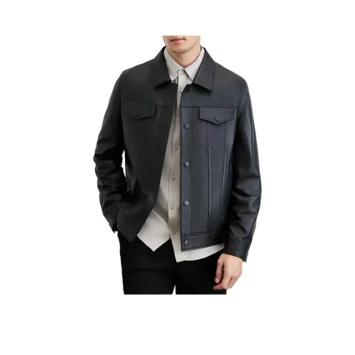 FRANBERG Черные Мужские Кожаные Куртки