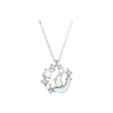 Посмотрите на ожерелье "Луна Кролик", серебристо-белое