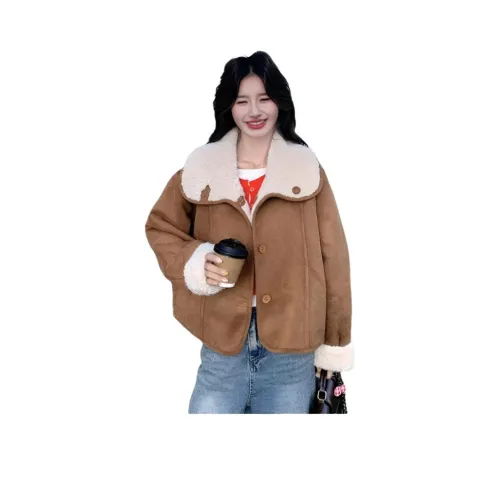 IWZI Карамель Абрикос Женские Бархатные Куртки