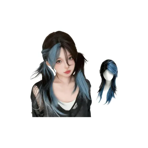 BEIQING Балаяж Синий Волк Ласточкин хвост Straight Длинные Волосы Парики Для Мужчин и Женщин Высокая Температура Пряжа