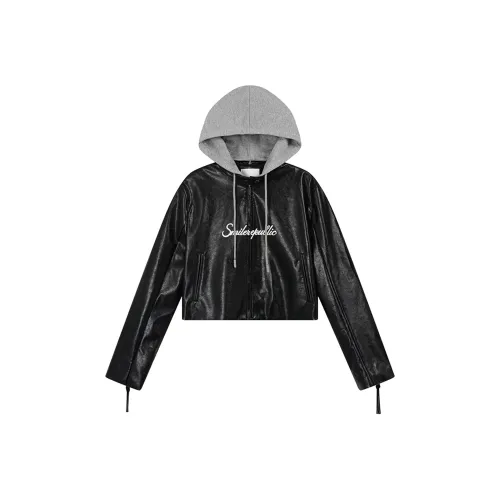 SMILEREPUBLIC PU кожа байкерская куртка унисекс