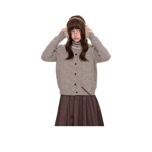 WICK BUEN Кофейные полоски Женские кашемировые свитеры