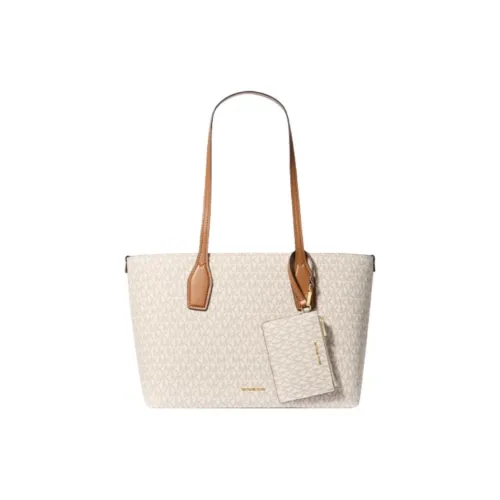 MICHAEL KORS Charlie ПВХ с кожаными вставками Сумка через плечо Большая Женская Ванильный Белый и Коричневый Жемчужный