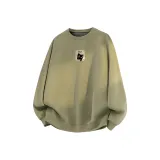 [420G Флисовая подкладка] Серый Горох Зеленый (T Good Luck Черный Кот Центральный Логотип)