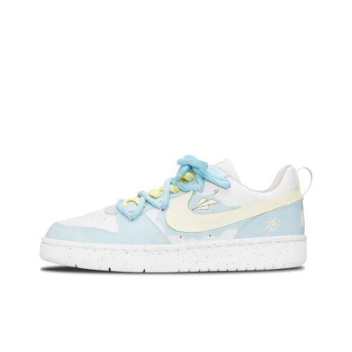 Nike Court Borough Синий Дышащий и Противоскользящий Низкий Топ Детские Скейтбординги Сине-белый Подростки