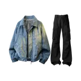 Синий [утолщенный и с флисовой подкладкой] + черные джинсы