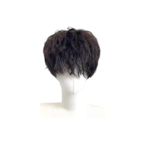 Mousse Na Leslie Short Hair Curly Мужская Перука Шерстяной Завиток Повседневный Подкручивание Вверх Полная Голова COVER