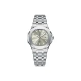 Серебряный корпус, серый циферблат, стальной браслет, стиль